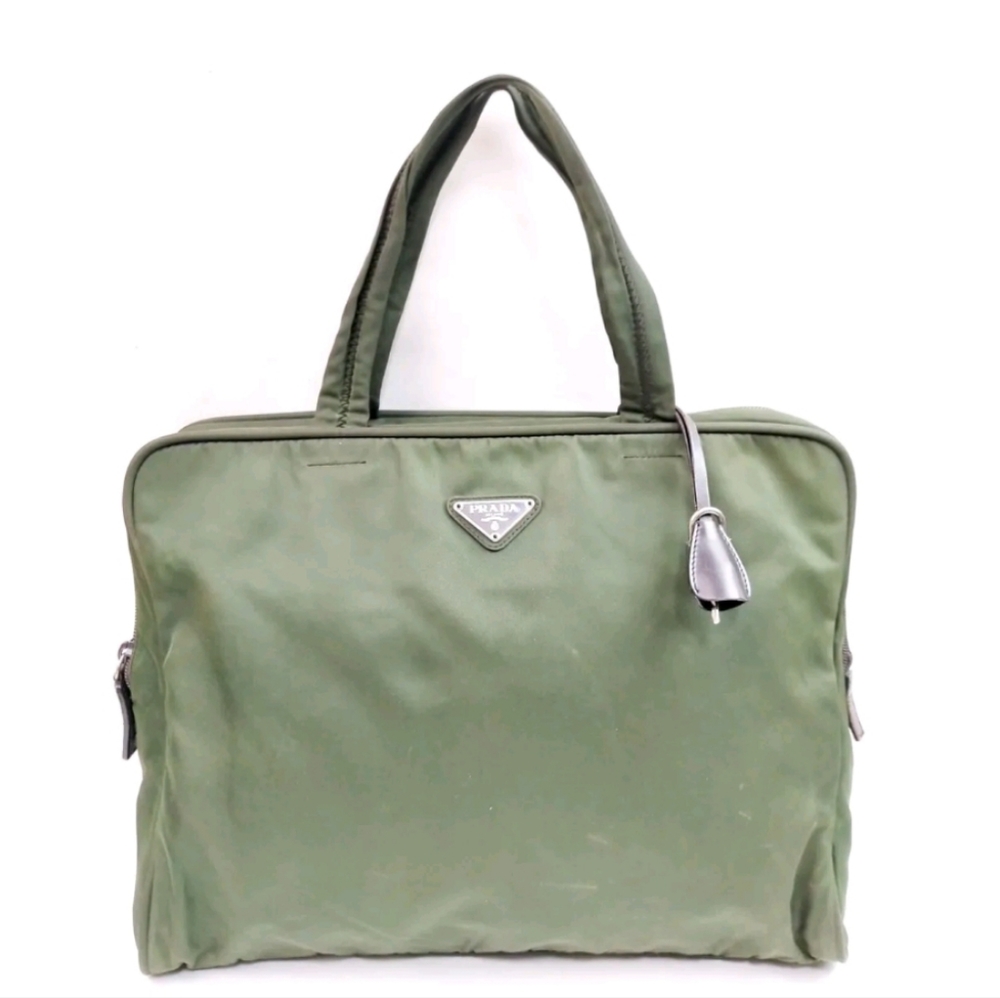 Prada Vintage Tessuto Nylon Olive Green Shoulder Bag